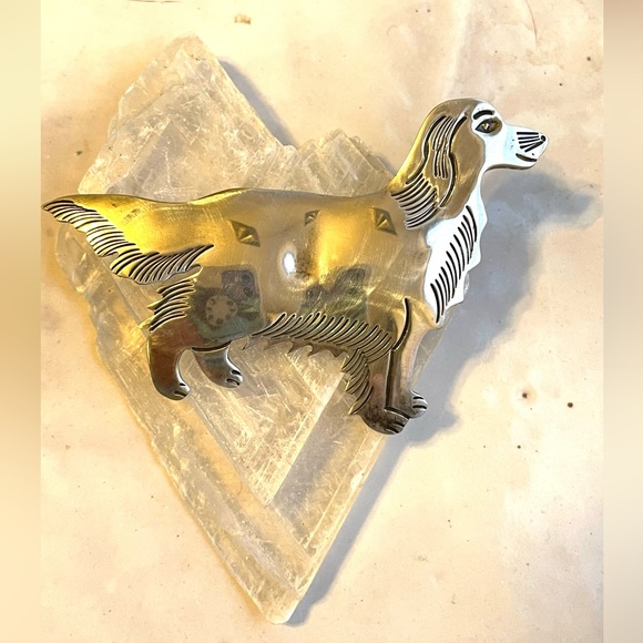 Sterling Irish Setter Golden Retriever Brooch/Handmade Dog Brooch Silver - Picture 6 of 11